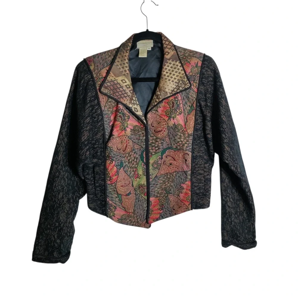 Coldwater Creek Vintage Tapestry Paisley Cropped Jacket Blazer‎ Womens Medium
